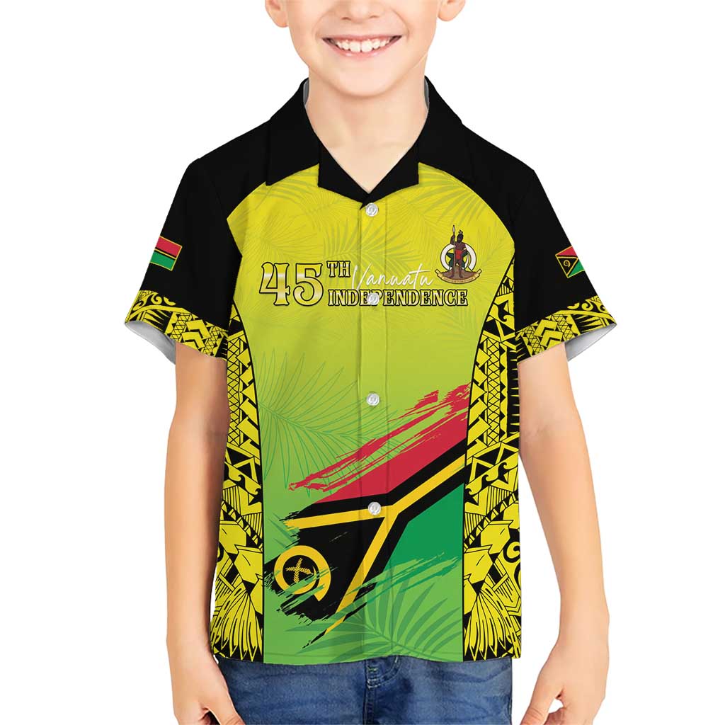 Vanuatu 45th Independence Family Matching Short Sleeve Bodycon Dress and Hawaiian Shirt Special Style LT05 Son's Shirt Yellow - Polynesian Pride