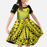 Vanuatu 45th Independence Family Matching Summer Maxi Dress and Hawaiian Shirt Special Style LT05 Daughter's Dress Yellow - Polynesian Pride
