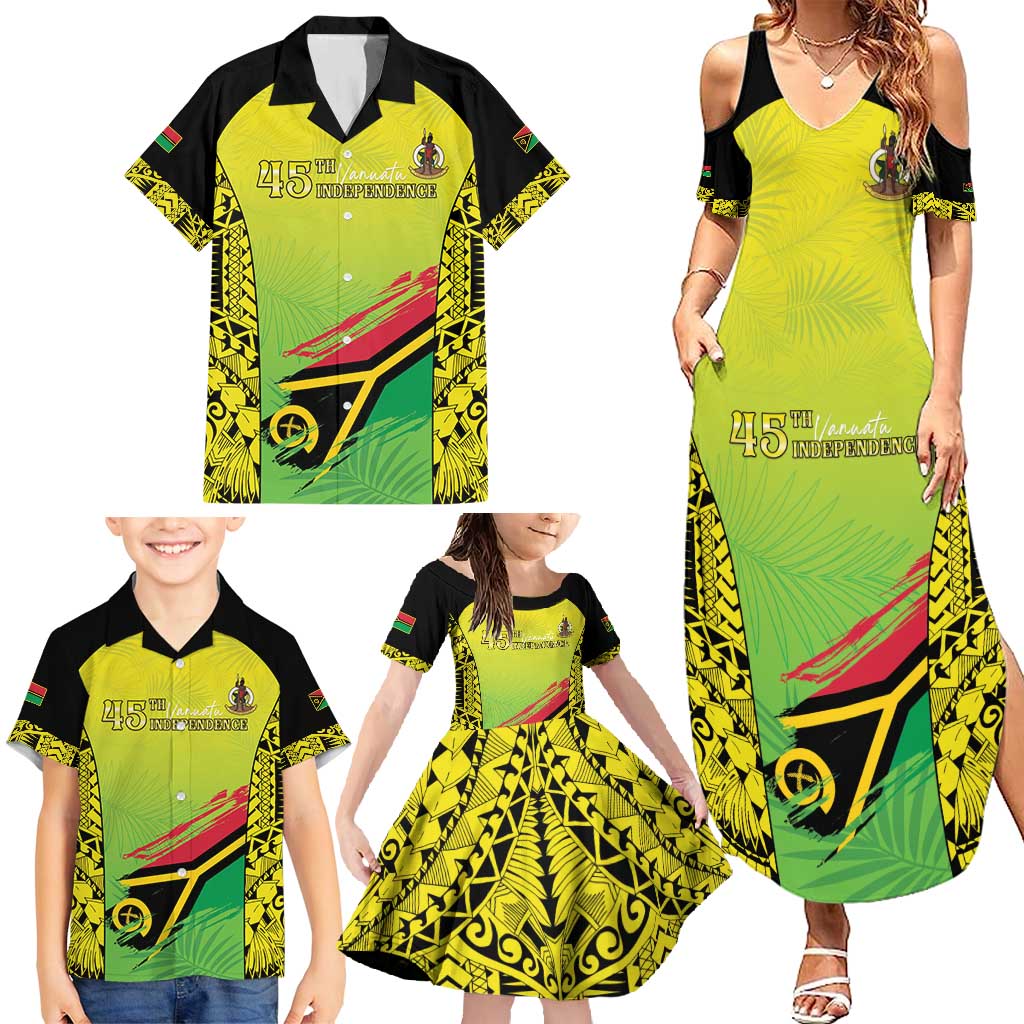 Vanuatu 45th Independence Family Matching Summer Maxi Dress and Hawaiian Shirt Special Style LT05 - Polynesian Pride