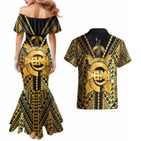 Vanuatu 45th Anniversary Of Independence Couples Matching Mermaid Dress and Hawaiian Shirt Gold Style LT05 - Polynesian Pride