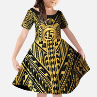 Vanuatu 45th Anniversary Of Independence Family Matching Puletasi and Hawaiian Shirt Gold Style LT05 Daughter's Dress Gold - Polynesian Pride