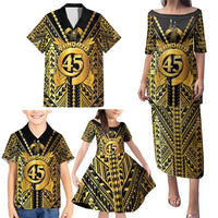 Vanuatu 45th Anniversary Of Independence Family Matching Puletasi and Hawaiian Shirt Gold Style LT05 - Polynesian Pride