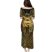 Vanuatu 45th Anniversary Of Independence Family Matching Puletasi and Hawaiian Shirt Gold Style LT05 - Polynesian Pride
