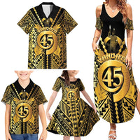 Vanuatu 45th Anniversary Of Independence Family Matching Summer Maxi Dress and Hawaiian Shirt Gold Style LT05 - Polynesian Pride
