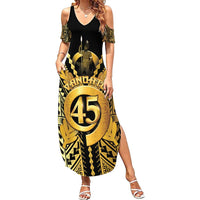 Vanuatu 45th Anniversary Of Independence Family Matching Summer Maxi Dress and Hawaiian Shirt Gold Style LT05 Mom's Dress Gold - Polynesian Pride
