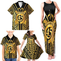 Vanuatu 45th Anniversary Of Independence Family Matching Tank Maxi Dress and Hawaiian Shirt Gold Style LT05 - Polynesian Pride