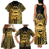 Vanuatu 45th Anniversary Of Independence Family Matching Tank Maxi Dress and Hawaiian Shirt Gold Style LT05 - Polynesian Pride