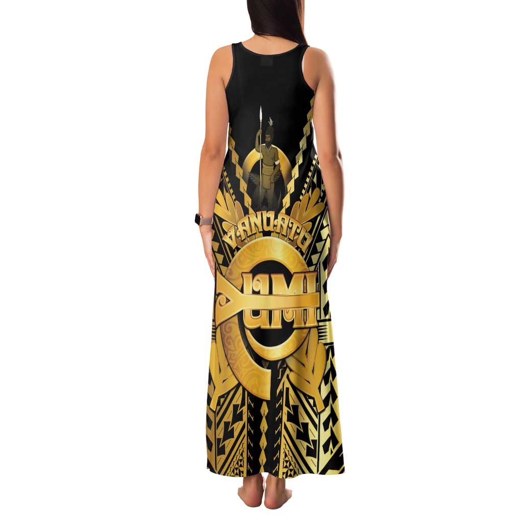 Vanuatu 45th Anniversary Of Independence Family Matching Tank Maxi Dress and Hawaiian Shirt Gold Style LT05 - Polynesian Pride