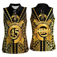 Vanuatu 45th Anniversary Of Independence Women Sleeveless Polo Shirt Gold Style LT05 - Polynesian Pride