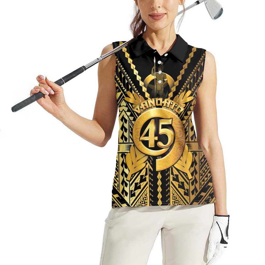 Vanuatu 45th Anniversary Of Independence Women Sleeveless Polo Shirt Gold Style LT05 - Polynesian Pride