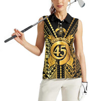 Vanuatu 45th Anniversary Of Independence Women Sleeveless Polo Shirt Gold Style LT05 - Polynesian Pride