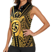 Vanuatu 45th Anniversary Of Independence Women Sleeveless Polo Shirt Gold Style LT05 - Polynesian Pride