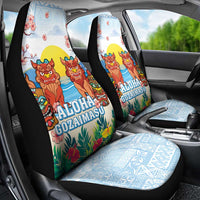 Hawaii And Japan Okinawa Car Seat Cover Aloha Gozaimasu Tiki With Shisa LT05 - Polynesian Pride