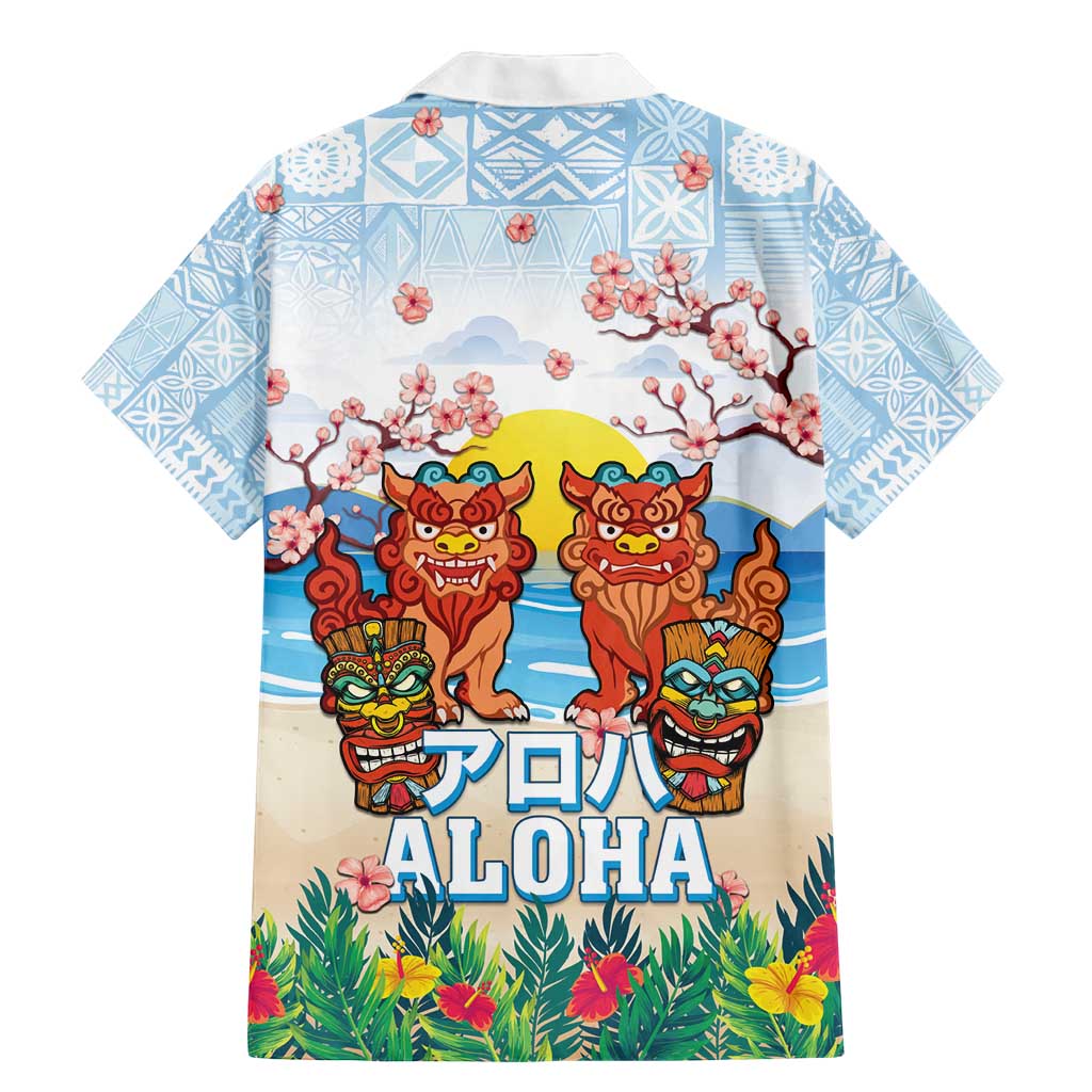 Hawaii And Japan Okinawa Family Matching Mermaid Dress and Hawaiian Shirt Aloha Gozaimasu Tiki With Shisa LT05 - Polynesian Pride