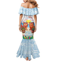 Hawaii And Japan Okinawa Family Matching Mermaid Dress and Hawaiian Shirt Aloha Gozaimasu Tiki With Shisa LT05 - Polynesian Pride