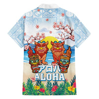 Hawaii And Japan Okinawa Family Matching Puletasi and Hawaiian Shirt Aloha Gozaimasu Tiki With Shisa LT05 - Polynesian Pride