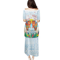Hawaii And Japan Okinawa Family Matching Puletasi and Hawaiian Shirt Aloha Gozaimasu Tiki With Shisa LT05 - Polynesian Pride