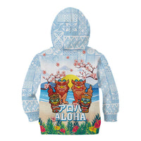 Hawaii And Japan Okinawa Kid Hoodie Aloha Gozaimasu Tiki With Shisa LT05 - Polynesian Pride
