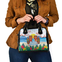 Hawaii And Japan Okinawa Shoulder Handbag Aloha Gozaimasu Tiki With Shisa