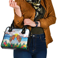 Hawaii And Japan Okinawa Shoulder Handbag Aloha Gozaimasu Tiki With Shisa