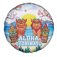Hawaii And Japan Okinawa Spare Tire Cover Aloha Gozaimasu Tiki With Shisa LT05 - Polynesian Pride