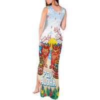 Hawaii And Japan Okinawa Tank Maxi Dress Aloha Gozaimasu Tiki With Shisa LT05 - Polynesian Pride