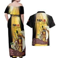 Papua New Guinea Couples Matching Off Shoulder Maxi Dress and Hawaiian Shirt 50 Years Of Independence LT05 - Polynesian Pride