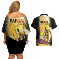 Papua New Guinea Couples Matching Off Shoulder Short Dress and Hawaiian Shirt 50 Years Of Independence LT05 - Polynesian Pride