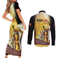 Papua New Guinea Couples Matching Short Sleeve Bodycon Dress and Long Sleeve Button Shirt 50 Years Of Independence LT05 - Polynesian Pride
