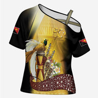 Papua New Guinea Cross Shoulder Shirt 50 Years Of Independence - Polynesian Pride