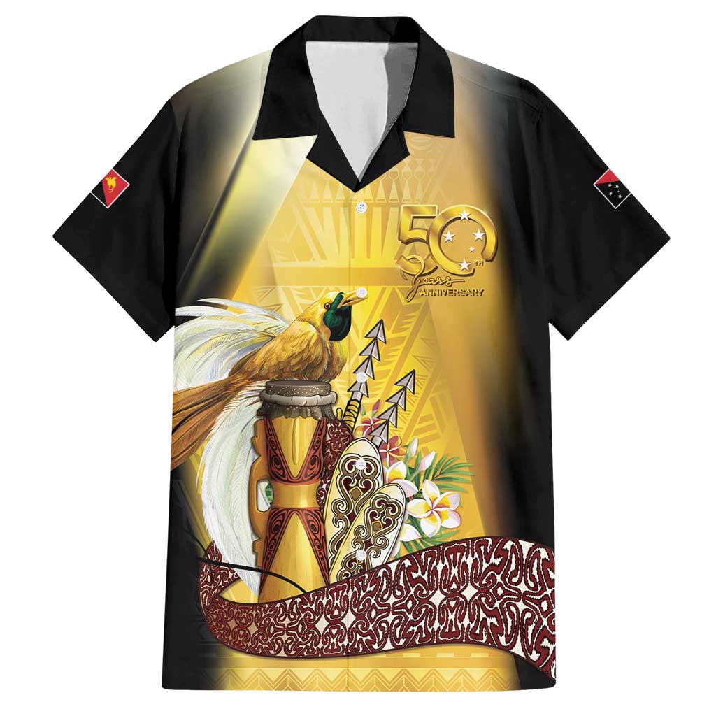 Papua New Guinea Family Matching Long Sleeve Bodycon Dress and Hawaiian Shirt 50 Years Of Independence LT05 Dad's Shirt - Short Sleeve Gold - Polynesian Pride