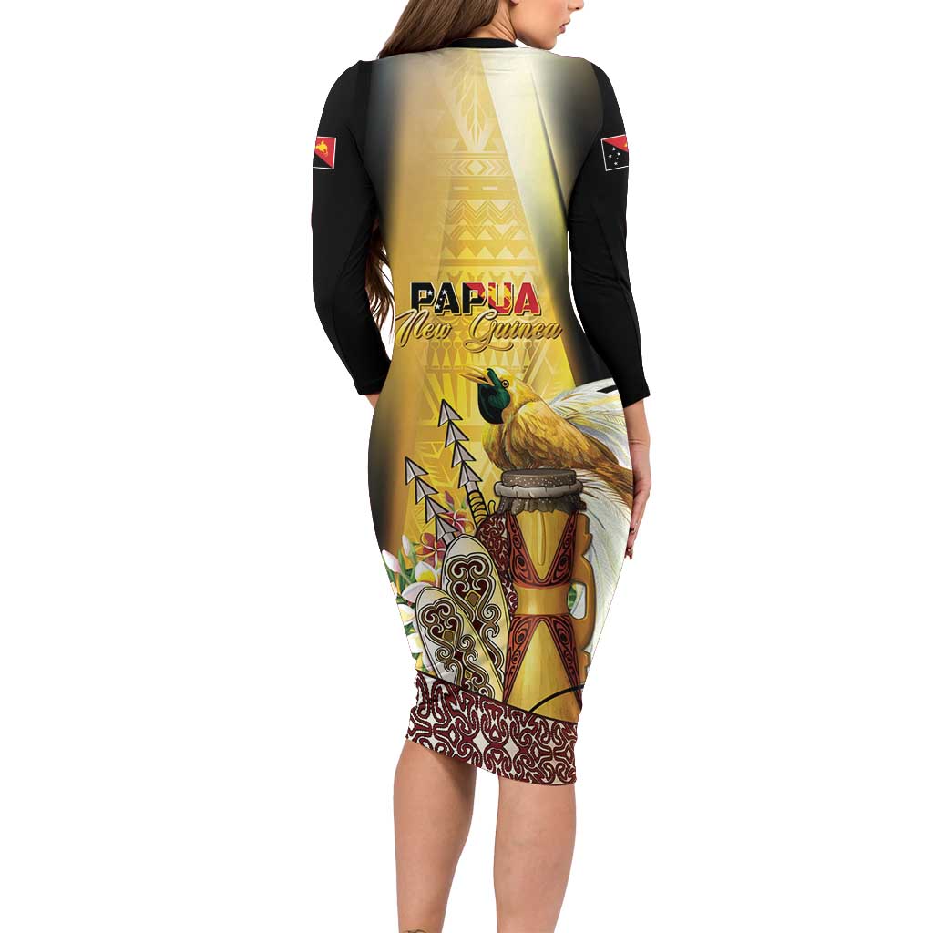 Papua New Guinea Family Matching Long Sleeve Bodycon Dress and Hawaiian Shirt 50 Years Of Independence LT05 - Polynesian Pride
