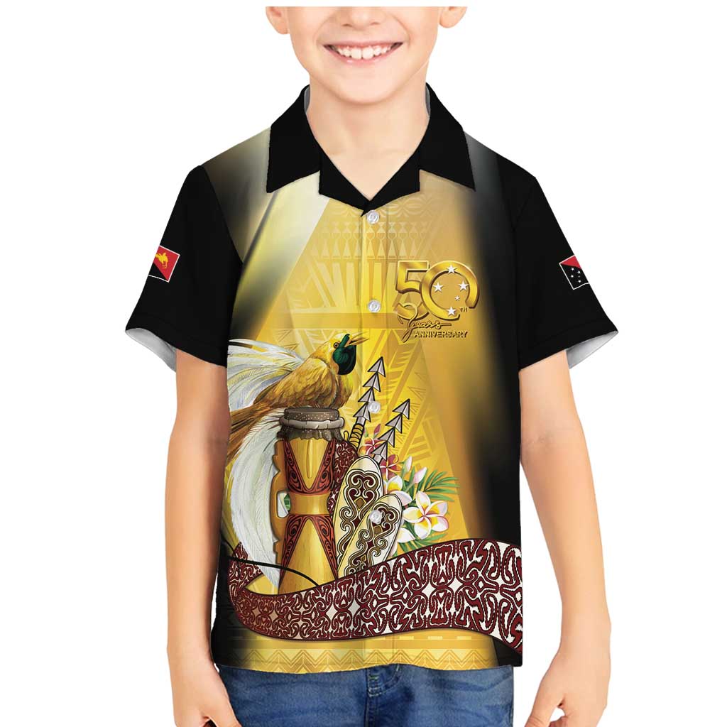 Papua New Guinea Family Matching Mermaid Dress and Hawaiian Shirt 50 Years Of Independence LT05 Son's Shirt Gold - Polynesian Pride