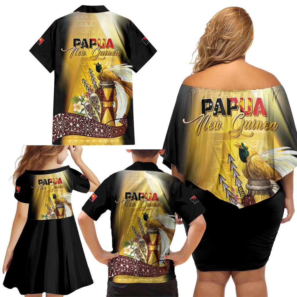 Papua New Guinea Family Matching Off Shoulder Short Dress and Hawaiian Shirt 50 Years Of Independence LT05 - Polynesian Pride