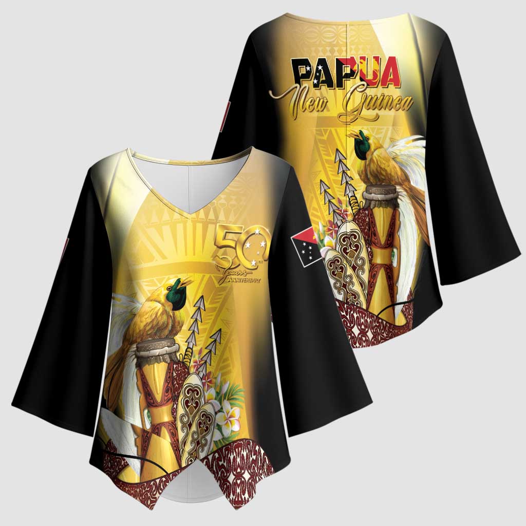 Papua New Guinea Kimono Sleeve Blouse 50 Years Of Independence - Polynesian Pride