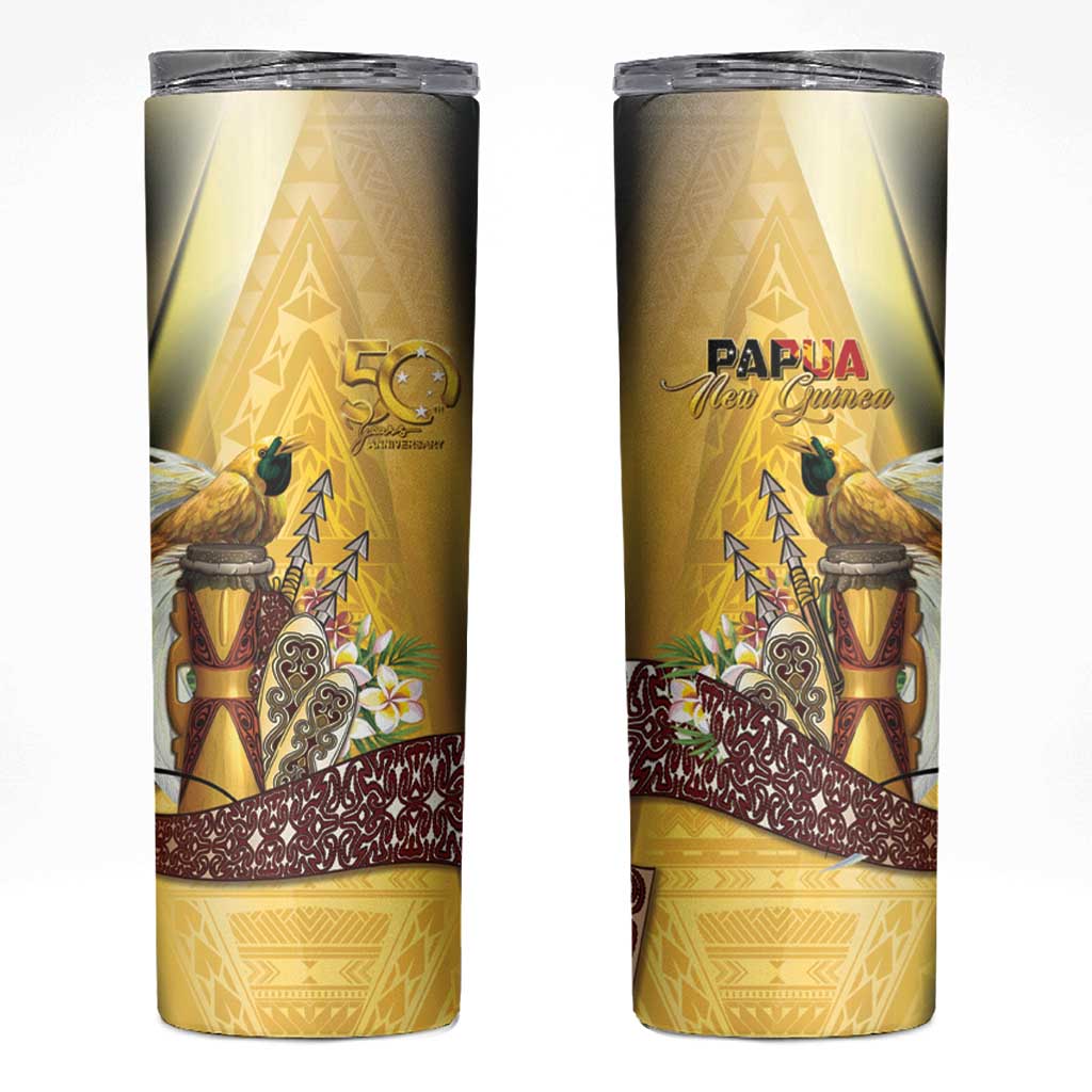 Papua New Guinea Skinny Tumbler 50 Years Of Independence LT05 Gold - Polynesian Pride