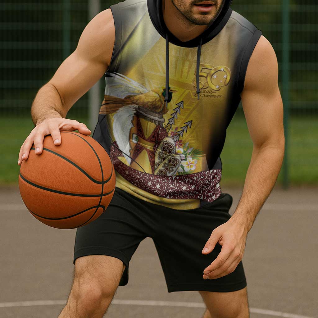 Papua New Guinea Sleeveless Hoodie 50 Years Of Independence - Polynesian Pride