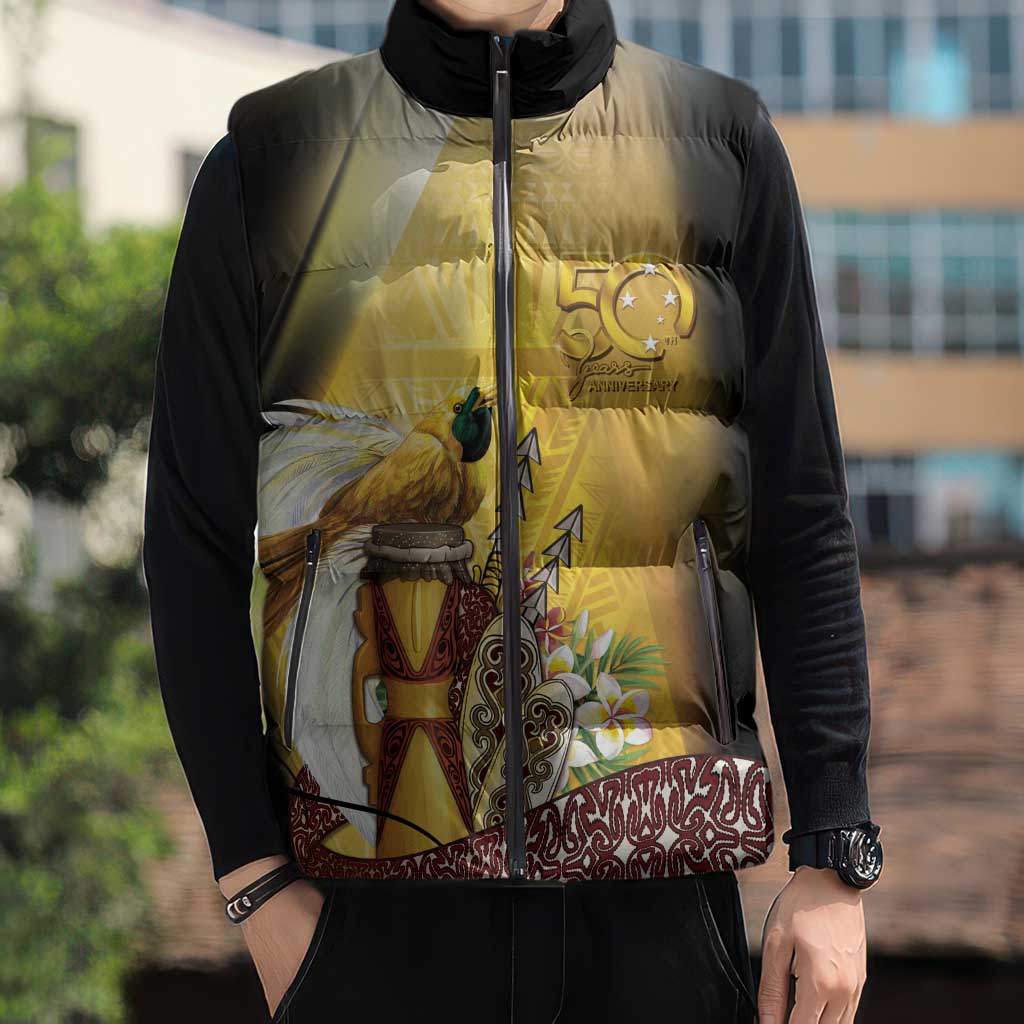 Papua New Guinea Sleeveless Puffer Jacket 50 Years Of Independence - Polynesian Pride