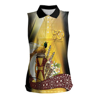 Papua New Guinea Women Sleeveless Polo Shirt 50 Years Of Independence LT05 Female Gold - Polynesian Pride