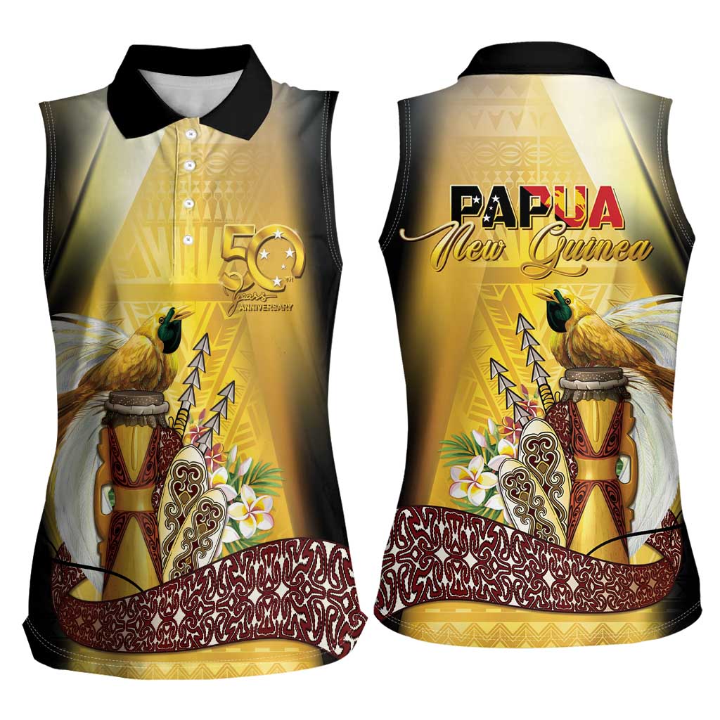 Papua New Guinea Women Sleeveless Polo Shirt 50 Years Of Independence LT05 - Polynesian Pride