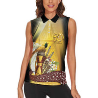 Papua New Guinea Women Sleeveless Polo Shirt 50 Years Of Independence LT05 - Polynesian Pride