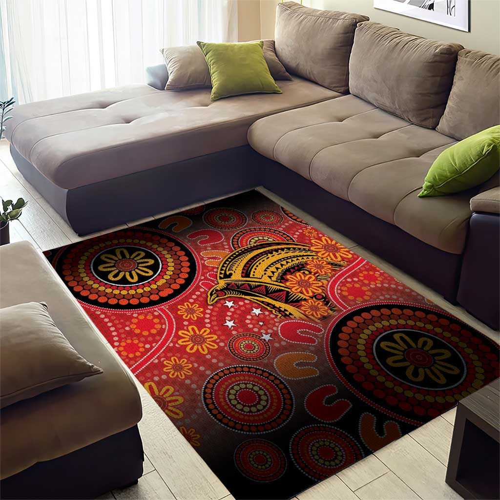 Papua New Guinea Area Rug Birds Of Paradise With Aboriginal Pattern - Polynesian Pride