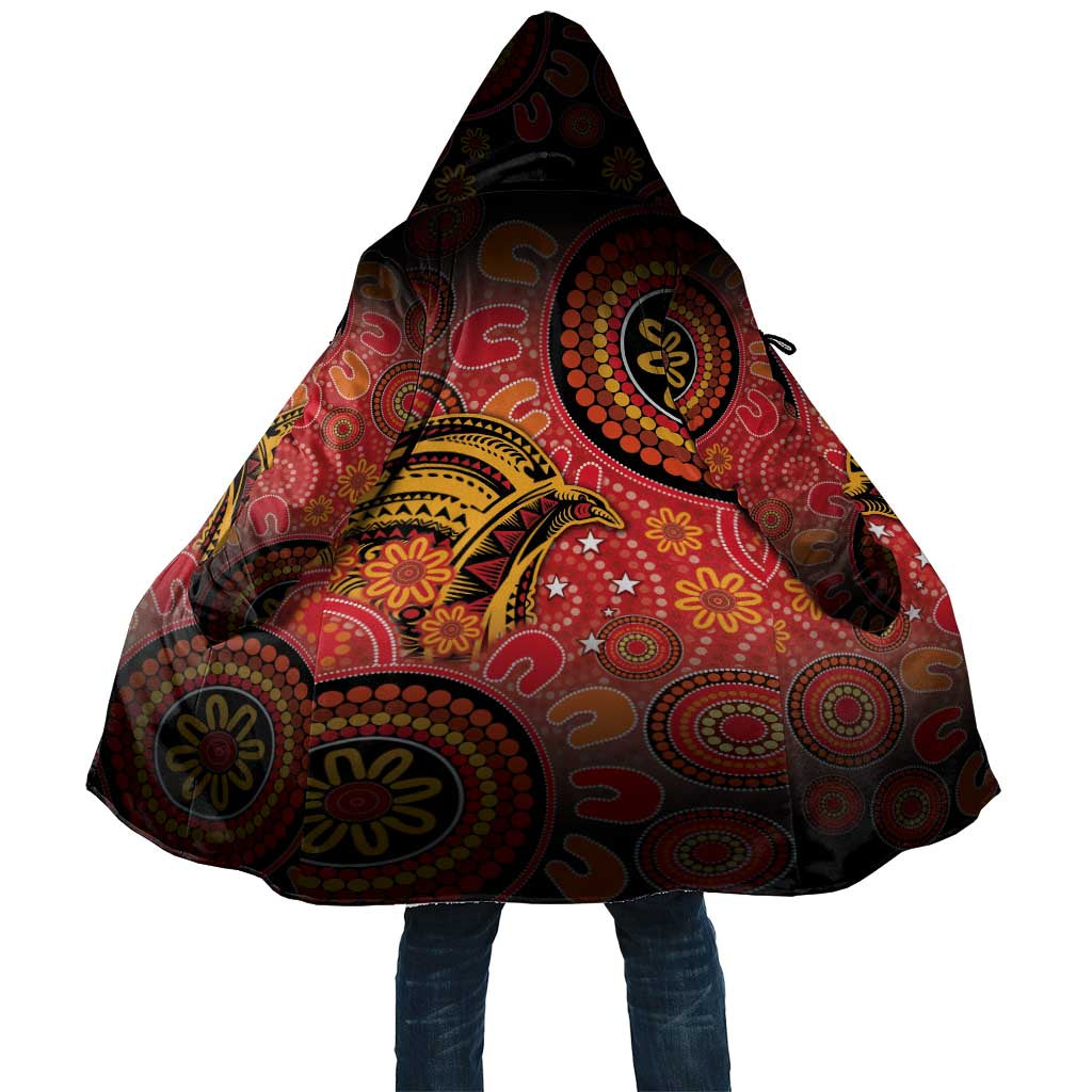 Papua New Guinea Cloak Birds Of Paradise With Aboriginal Pattern LT05 Unisex Red - Polynesian Pride