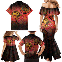 Papua New Guinea Family Matching Mermaid Dress and Hawaiian Shirt Birds Of Paradise With Aboriginal Pattern LT05 - Polynesian Pride