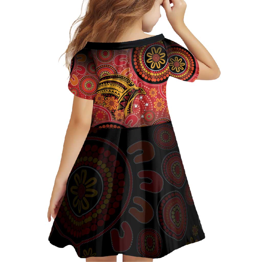 Papua New Guinea Family Matching Summer Maxi Dress and Hawaiian Shirt Birds Of Paradise With Aboriginal Pattern LT05 - Polynesian Pride