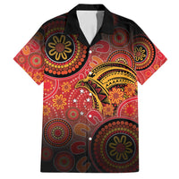Papua New Guinea Family Matching Summer Maxi Dress and Hawaiian Shirt Birds Of Paradise With Aboriginal Pattern LT05 Dad's Shirt - Short Sleeve Red - Polynesian Pride