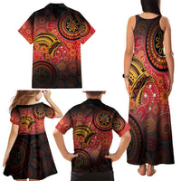 Papua New Guinea Family Matching Tank Maxi Dress and Hawaiian Shirt Birds Of Paradise With Aboriginal Pattern LT05 - Polynesian Pride