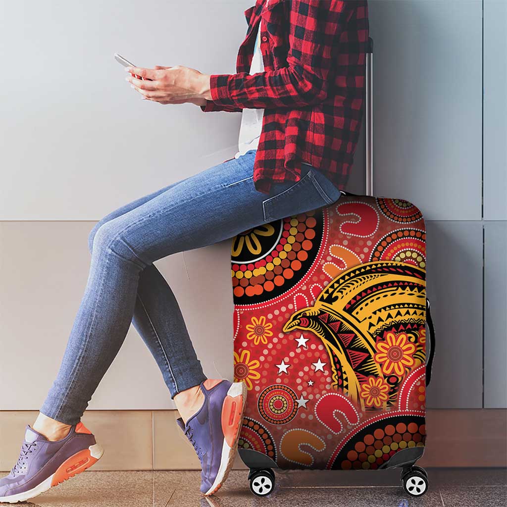 Papua New Guinea Luggage Cover Birds Of Paradise With Aboriginal Pattern - Polynesian Pride