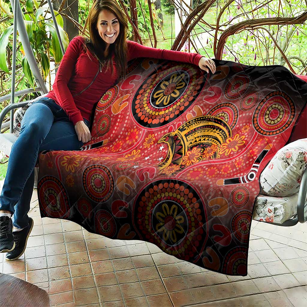 Papua New Guinea Quilt Birds Of Paradise With Aboriginal Pattern - Polynesian Pride