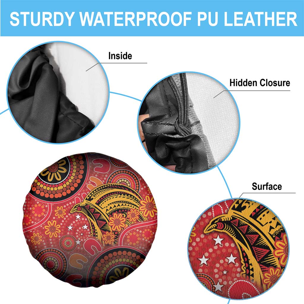 Papua New Guinea Spare Tire Cover Birds Of Paradise With Aboriginal Pattern - Polynesian Pride